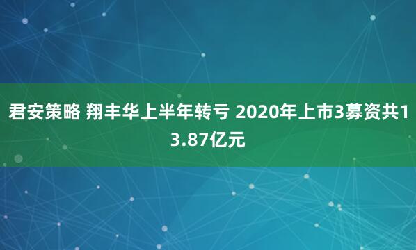 君安策略 翔丰华上半年转亏 2020年上市3募资共13.87亿元